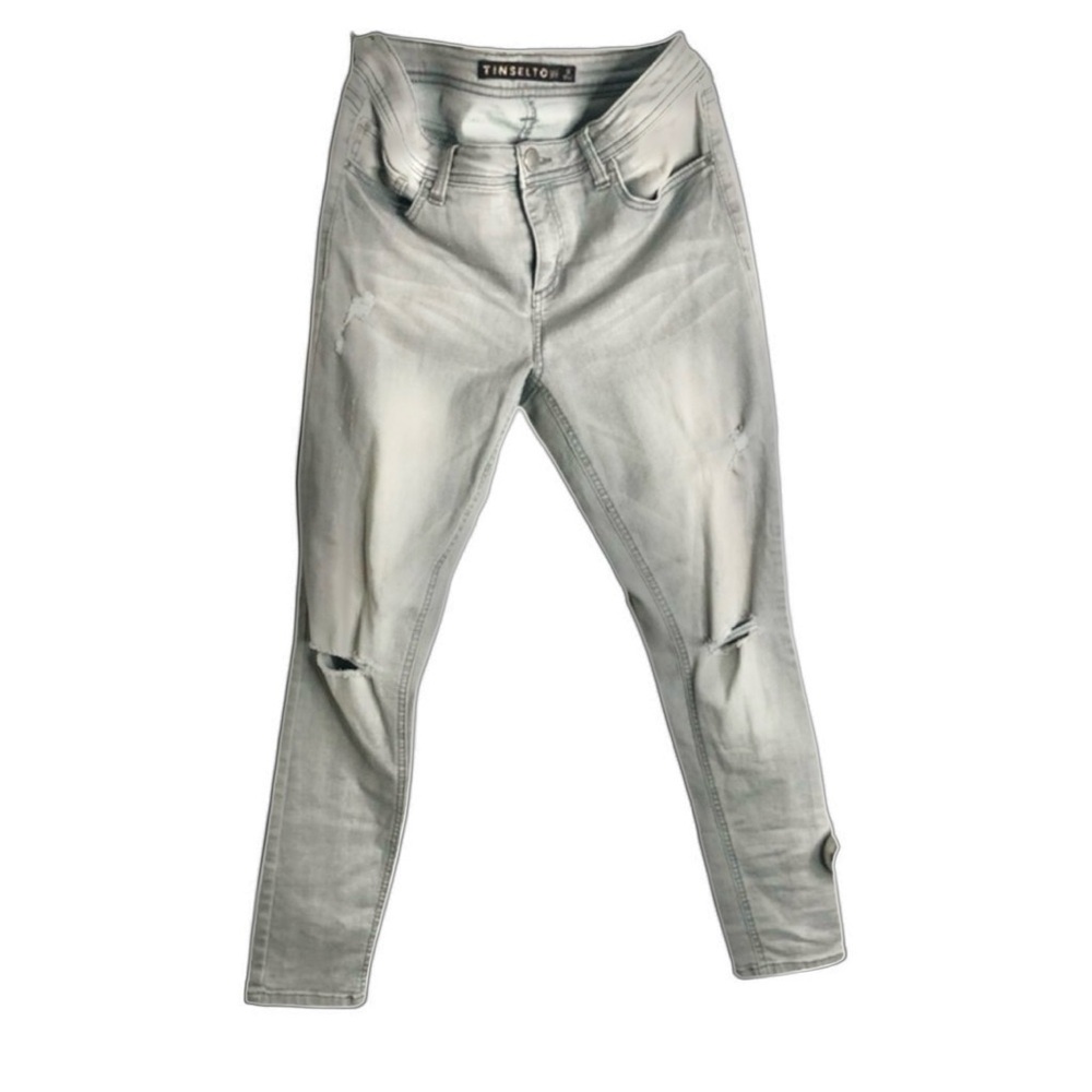 Tinseltown Women’s Light Gray Skinny Distressed Stretch Jeans Size 9
